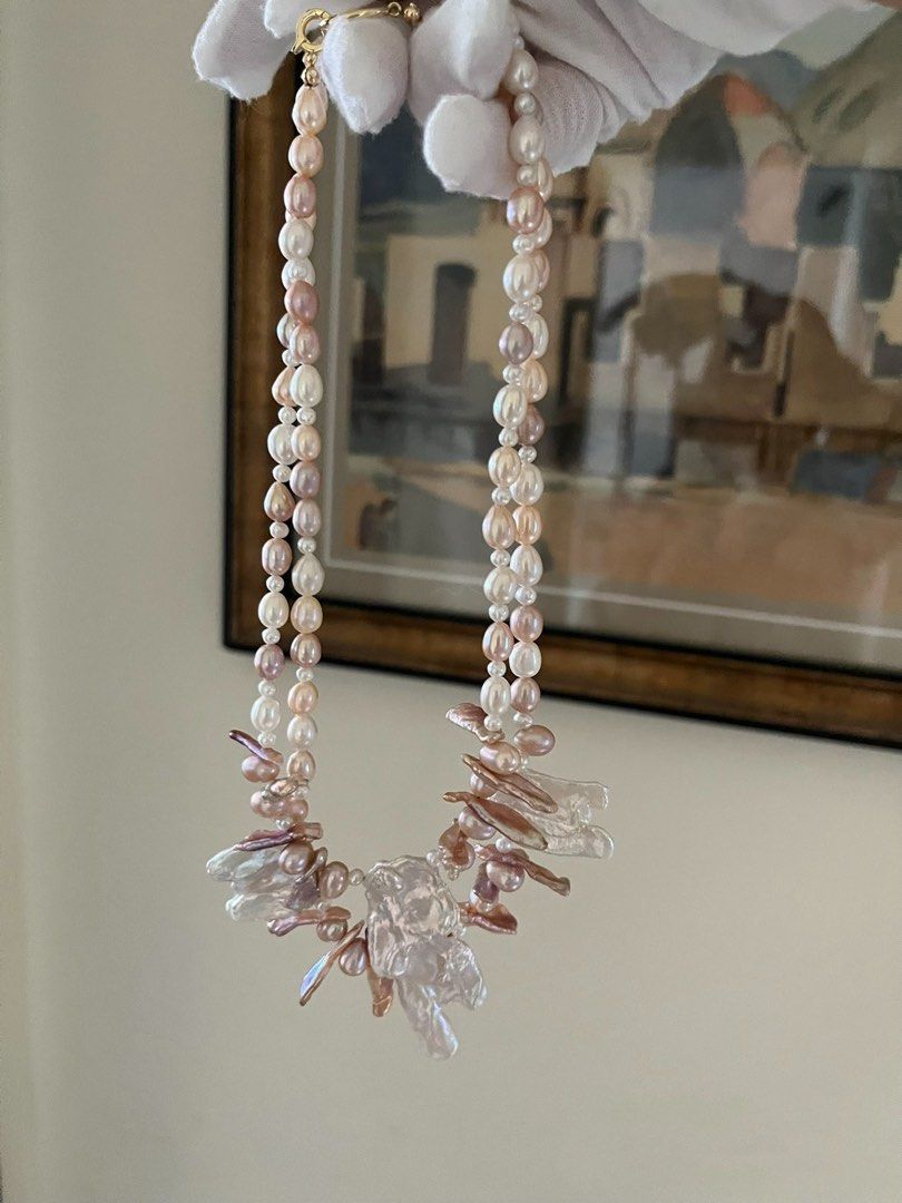 #PN801 Freshwater Pearl Necklace | Tribe Style|Candy Rice Pearl | Lute| “Egg”|Huge Lustrous Petals | Truly Unmissable Sparkle