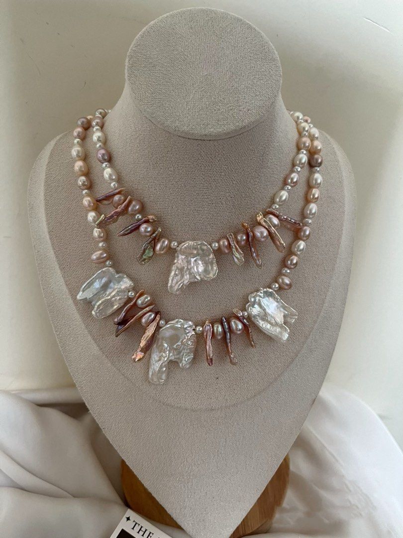 #PN801 Freshwater Pearl Necklace | Tribe Style|Candy Rice Pearl | Lute| “Egg”|Huge Lustrous Petals | Truly Unmissable Sparkle