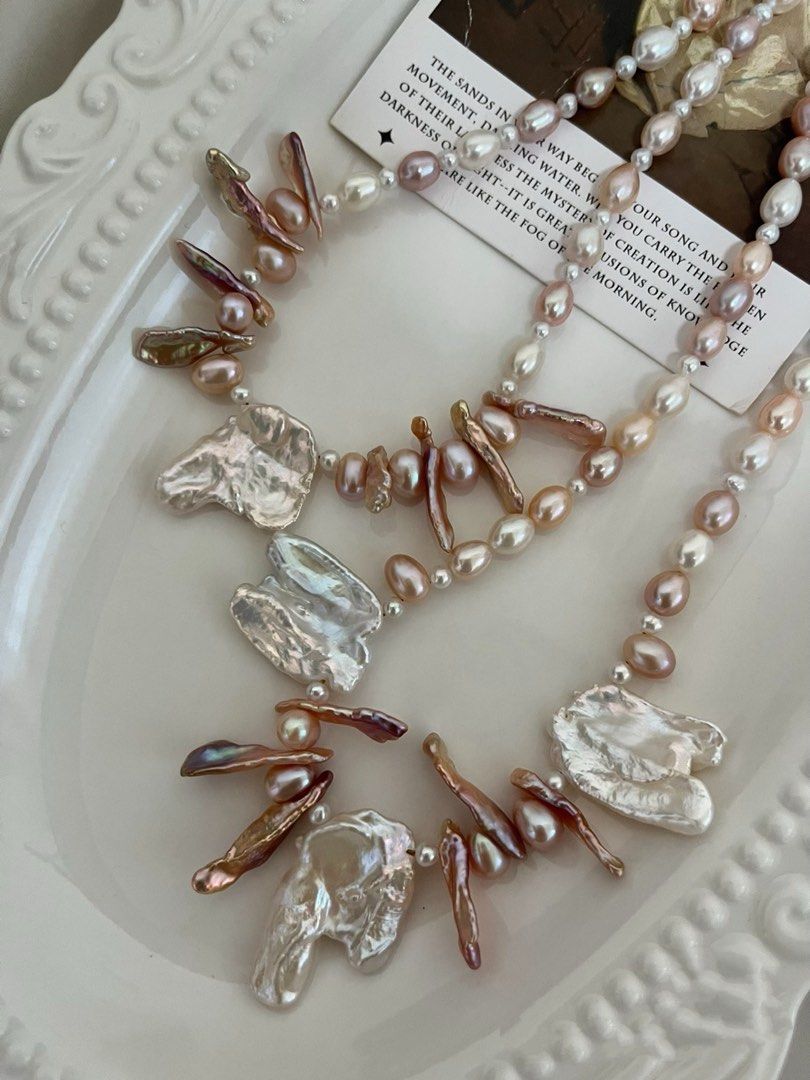 #PN801 Freshwater Pearl Necklace | Tribe Style|Candy Rice Pearl | Lute| “Egg”|Huge Lustrous Petals | Truly Unmissable Sparkle