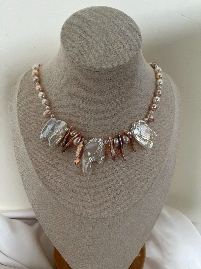 #PN801 Freshwater Pearl Necklace | Tribe Style|Candy Rice Pearl | Lute| “Egg”|Huge Lustrous Petals | Truly Unmissable Sparkle