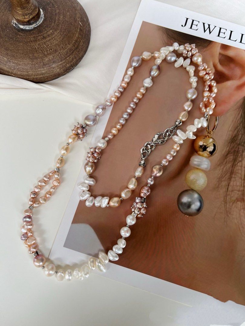 #PN806 [Floral Series] Freshwater Pearl Necklace | 93cm Long Sweater Necklace | Enough for Two Rounds| Double-layer| Irregular Baroque Pearl | Style You Can’t Resist