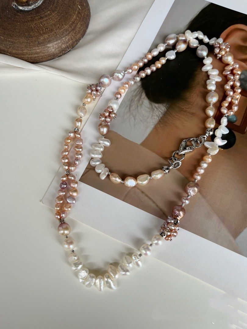 #PN806 [Floral Series] Freshwater Pearl Necklace | 93cm Long Sweater Necklace | Enough for Two Rounds| Double-layer| Irregular Baroque Pearl | Style You Can’t Resist