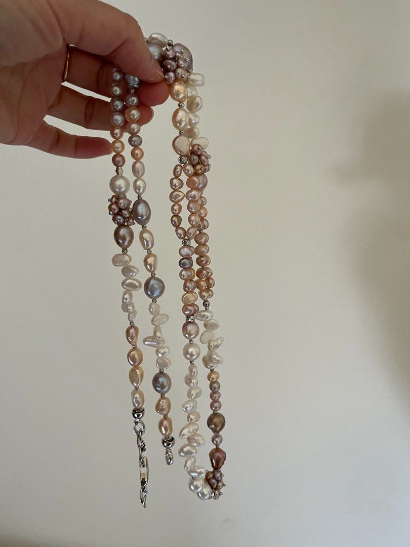 #PN806 [Floral Series] Freshwater Pearl Necklace | 93cm Long Sweater Necklace | Enough for Two Rounds| Double-layer| Irregular Baroque Pearl | Style You Can’t Resist