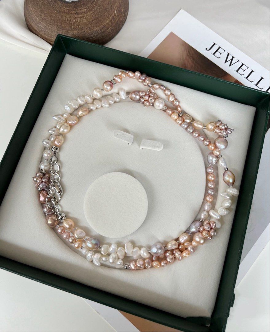 #PN806 [Floral Series] Freshwater Pearl Necklace | 93cm Long Sweater Necklace | Enough for Two Rounds| Double-layer| Irregular Baroque Pearl | Style You Can’t Resist