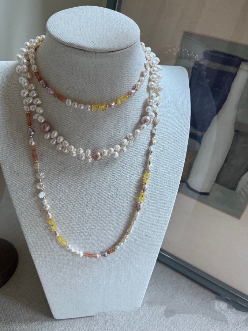 #PN807 Freshwater Pearl Necklace | Multi Wearing Long Sweater Necklace |10-11mm Edison Lace Pearl Necklace | Petals| Flawless Finish, Every Time