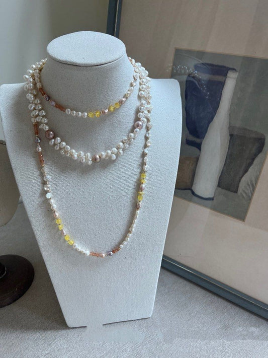 #PN807 Freshwater Pearl Necklace | Multi Wearing Long Sweater Necklace |10-11mm Edison Lace Pearl Necklace | Petals| Flawless Finish, Every Time