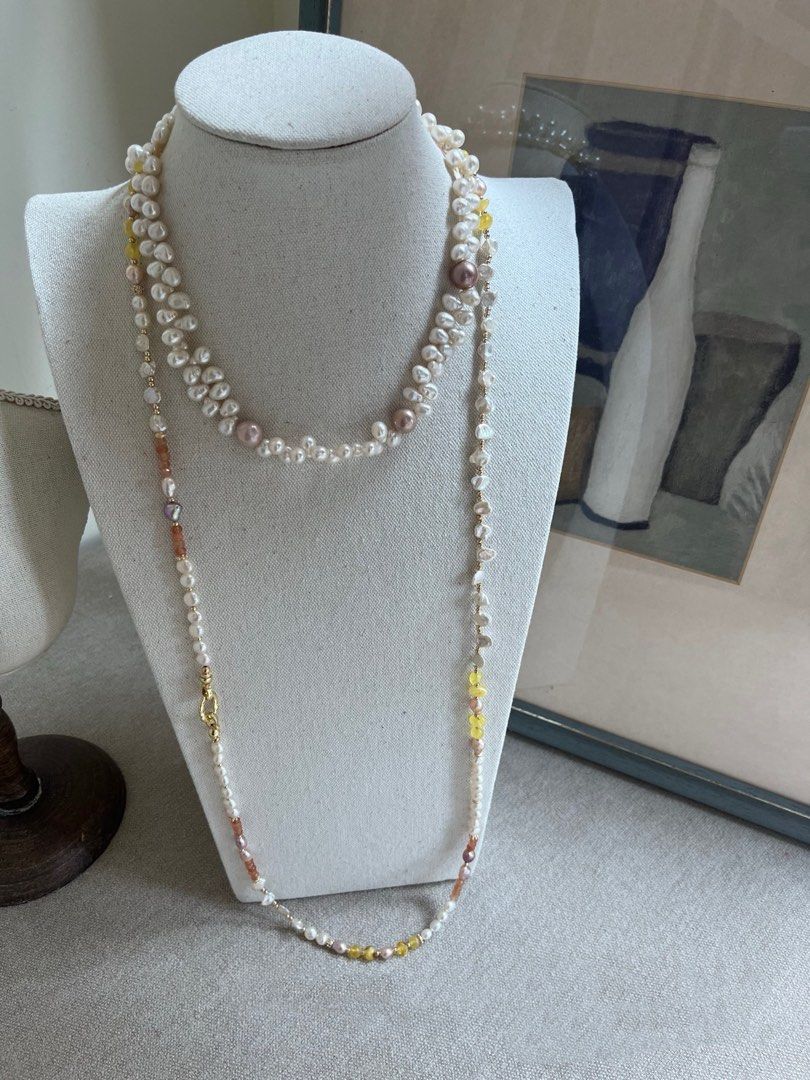 #PN807 Freshwater Pearl Necklace | Multi Wearing Long Sweater Necklace |10-11mm Edison Lace Pearl Necklace | Petals| Flawless Finish, Every Time