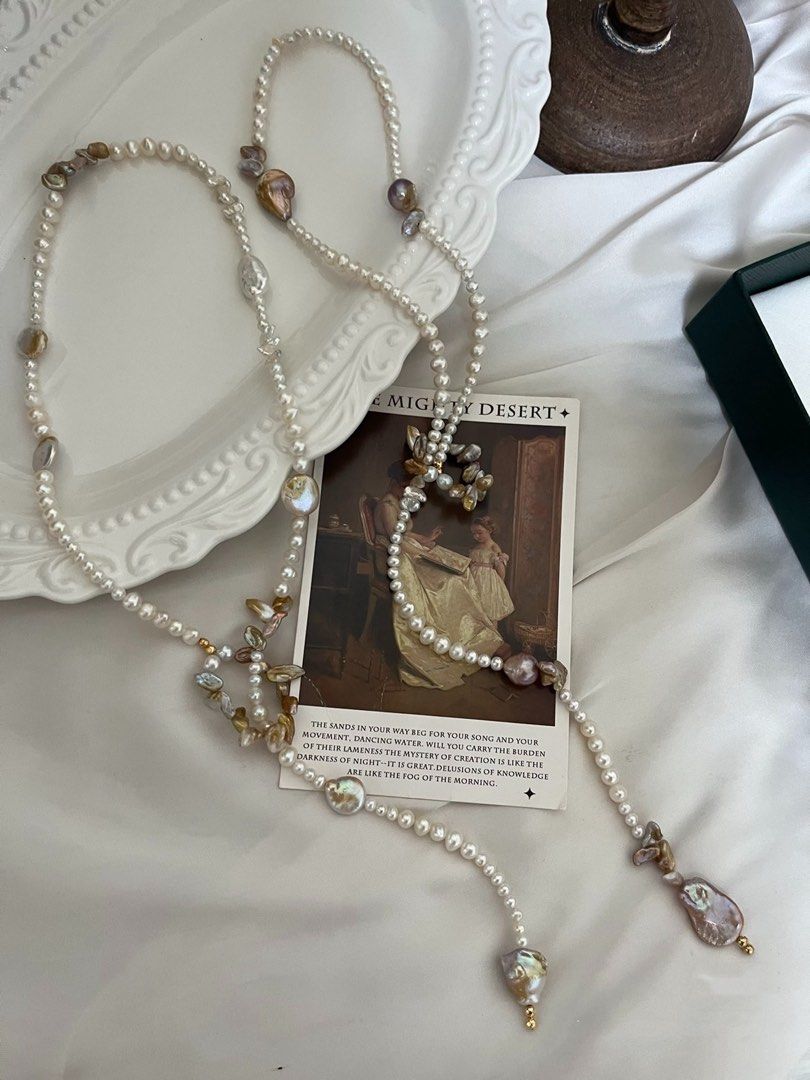 #PN809 Freshwater Pearl Necklace | Golden Petals| Flexible Length | Flower 🌷 Design| Sweater Necklace | Polish Every Look Instantly