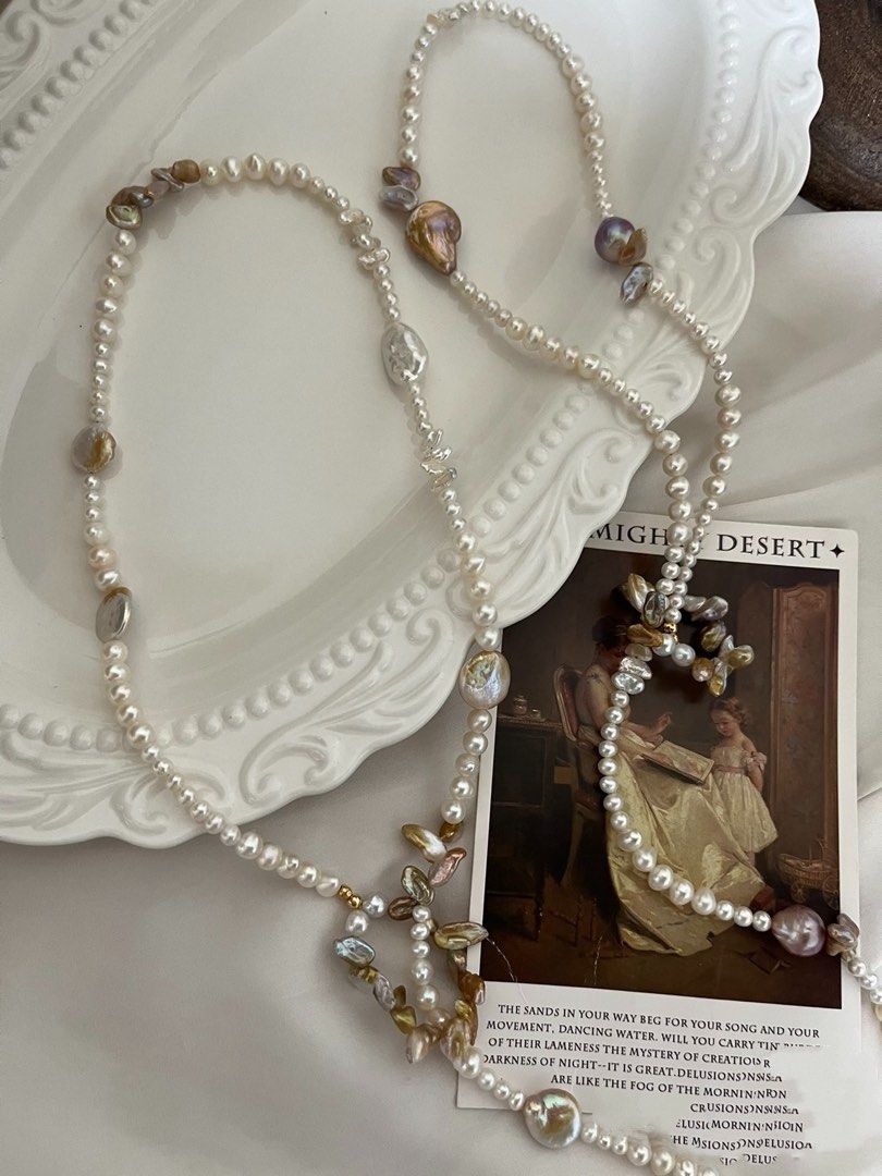 #PN809 Freshwater Pearl Necklace | Golden Petals| Flexible Length | Flower 🌷 Design| Sweater Necklace | Polish Every Look Instantly