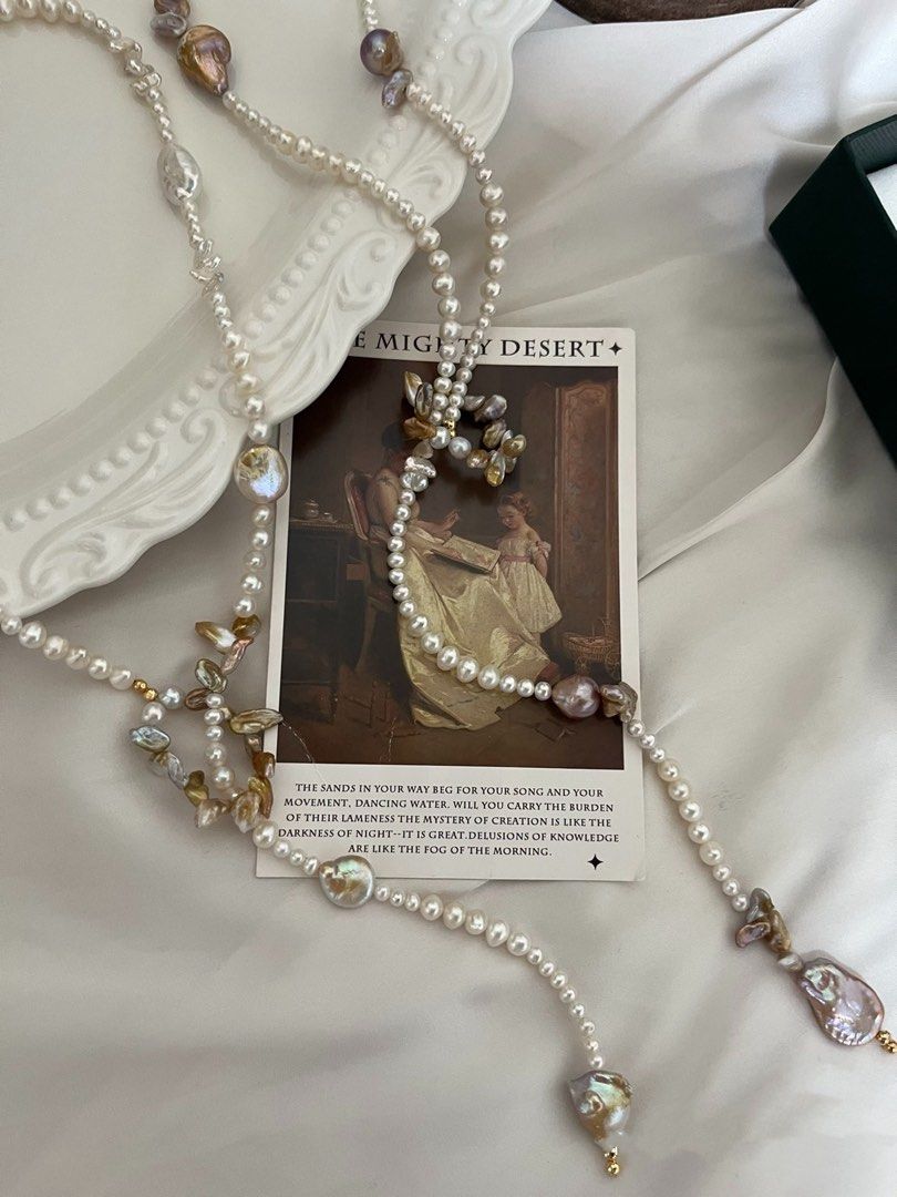 #PN809 Freshwater Pearl Necklace | Golden Petals| Flexible Length | Flower 🌷 Design| Sweater Necklace | Polish Every Look Instantly