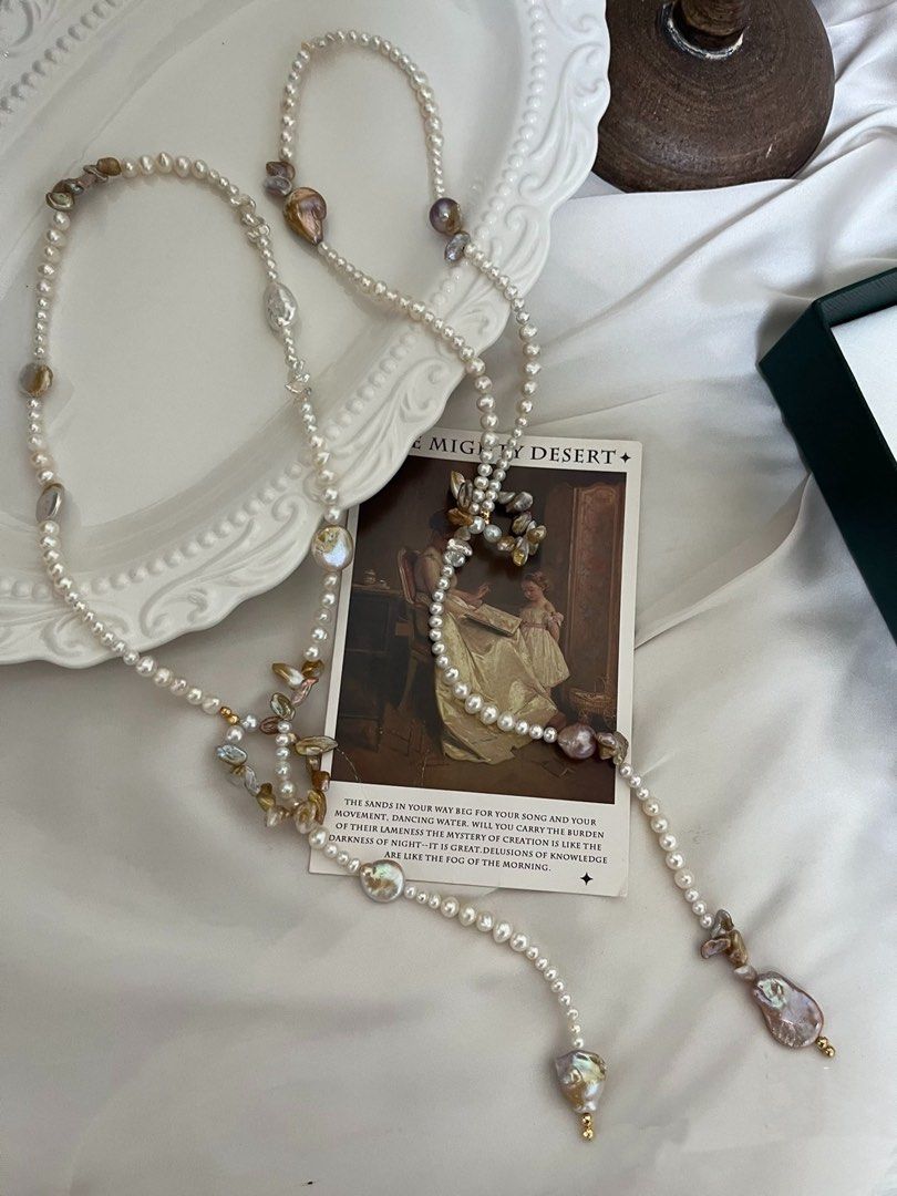 #PN809 Freshwater Pearl Necklace | Golden Petals| Flexible Length | Flower 🌷 Design| Sweater Necklace | Polish Every Look Instantly