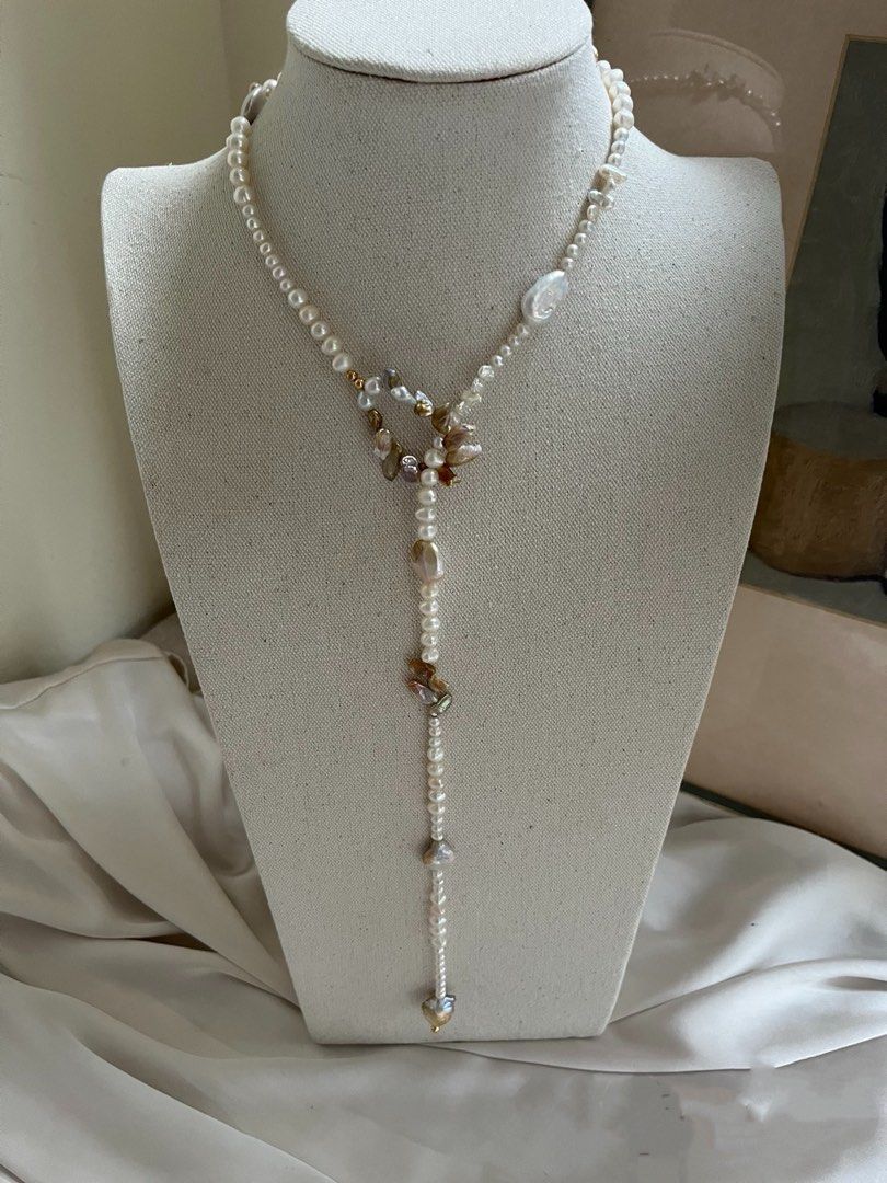 #PN809 Freshwater Pearl Necklace | Golden Petals| Flexible Length | Flower 🌷 Design| Sweater Necklace | Polish Every Look Instantly