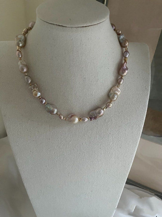 #PN810 Freshwater Pearl Necklace | Vintage Shade Small Fishtail Baroque | Lustrous | So Good, It Glows