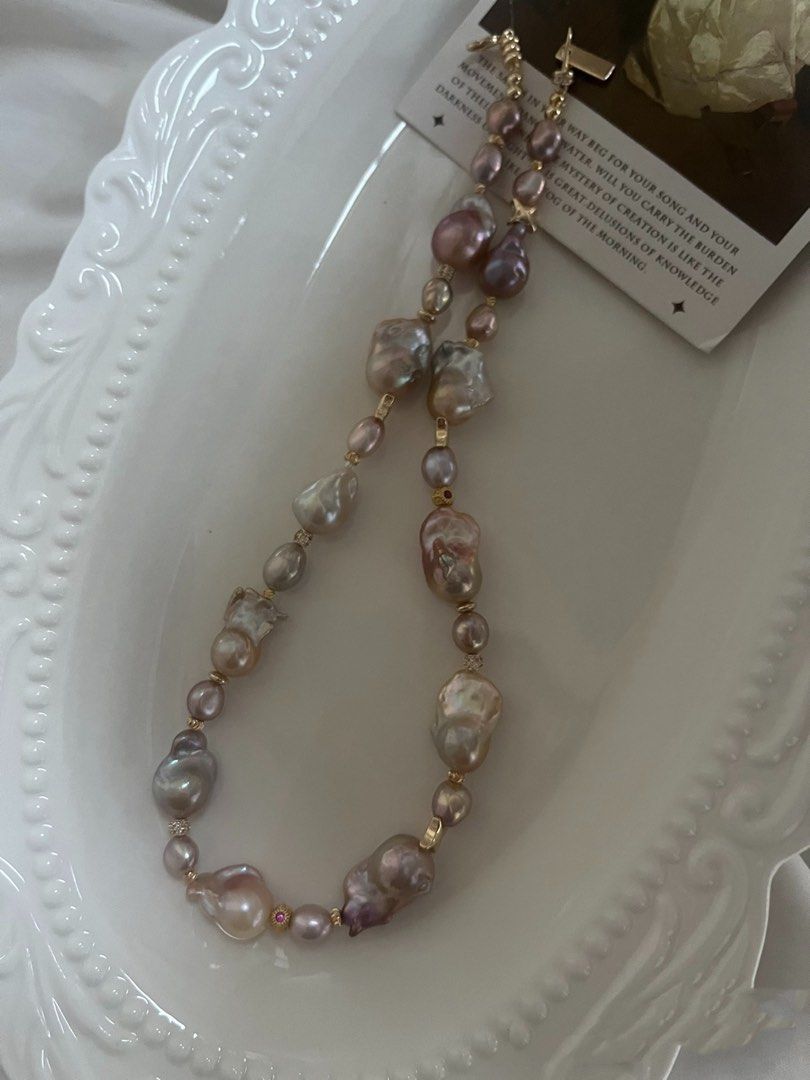 #PN810 Freshwater Pearl Necklace | Vintage Shade Small Fishtail Baroque | Lustrous | So Good, It Glows