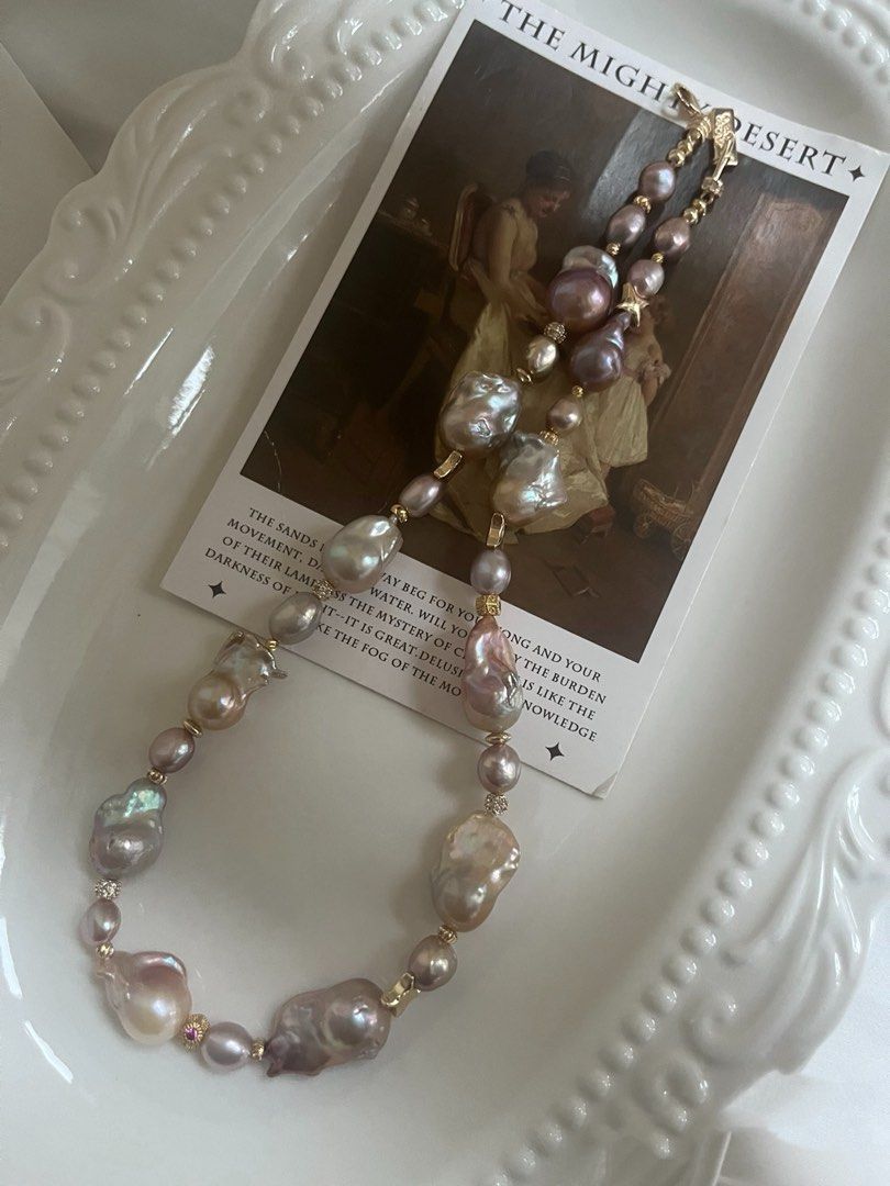 #PN810 Freshwater Pearl Necklace | Vintage Shade Small Fishtail Baroque | Lustrous | So Good, It Glows