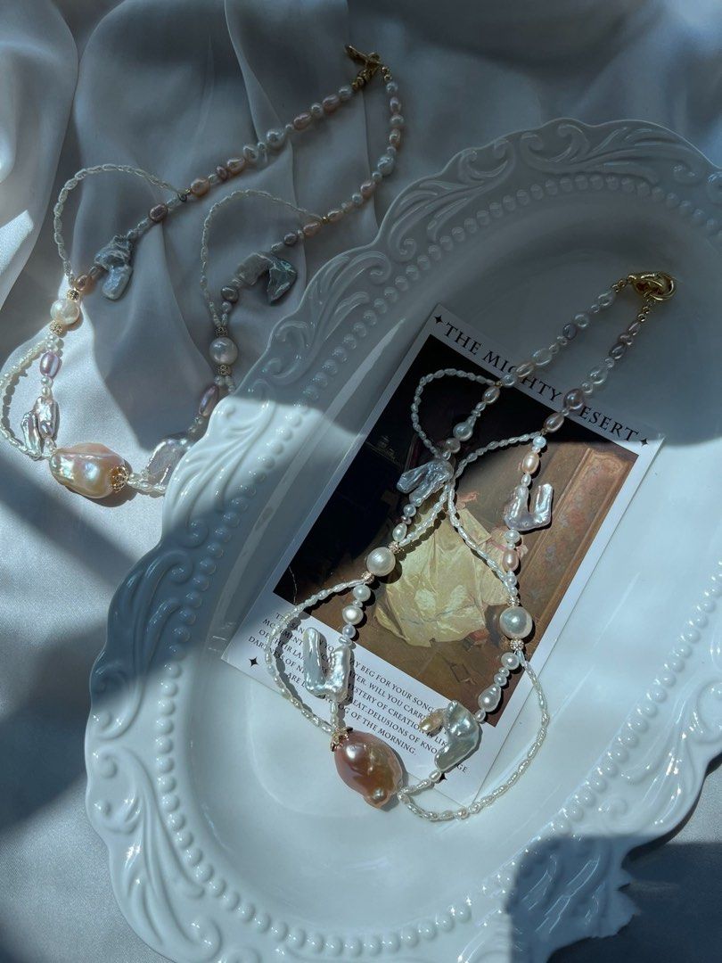 #PN811 Freshwater Pearl Necklace | Braided Blue Lustre Irregular Baroque | Big Fishtail Baroque | Mini Keshi Pearl | A Staple You’ll Love