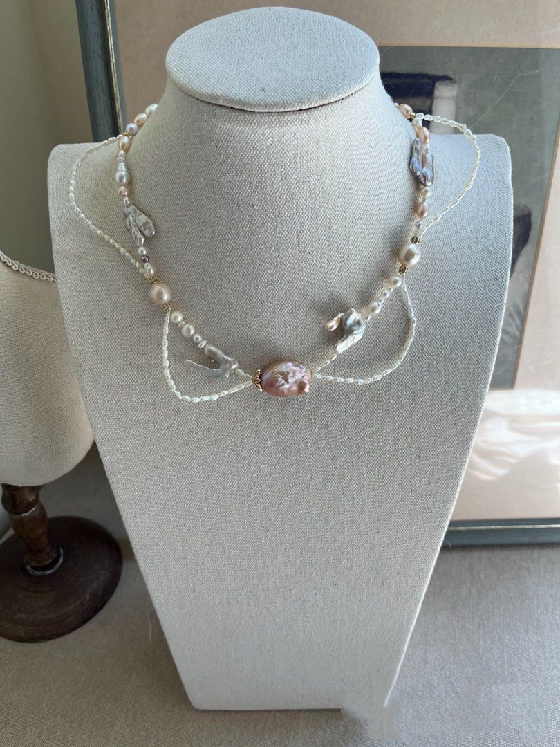 #PN811 Freshwater Pearl Necklace | Braided Blue Lustre Irregular Baroque | Big Fishtail Baroque | Mini Keshi Pearl | A Staple You’ll Love