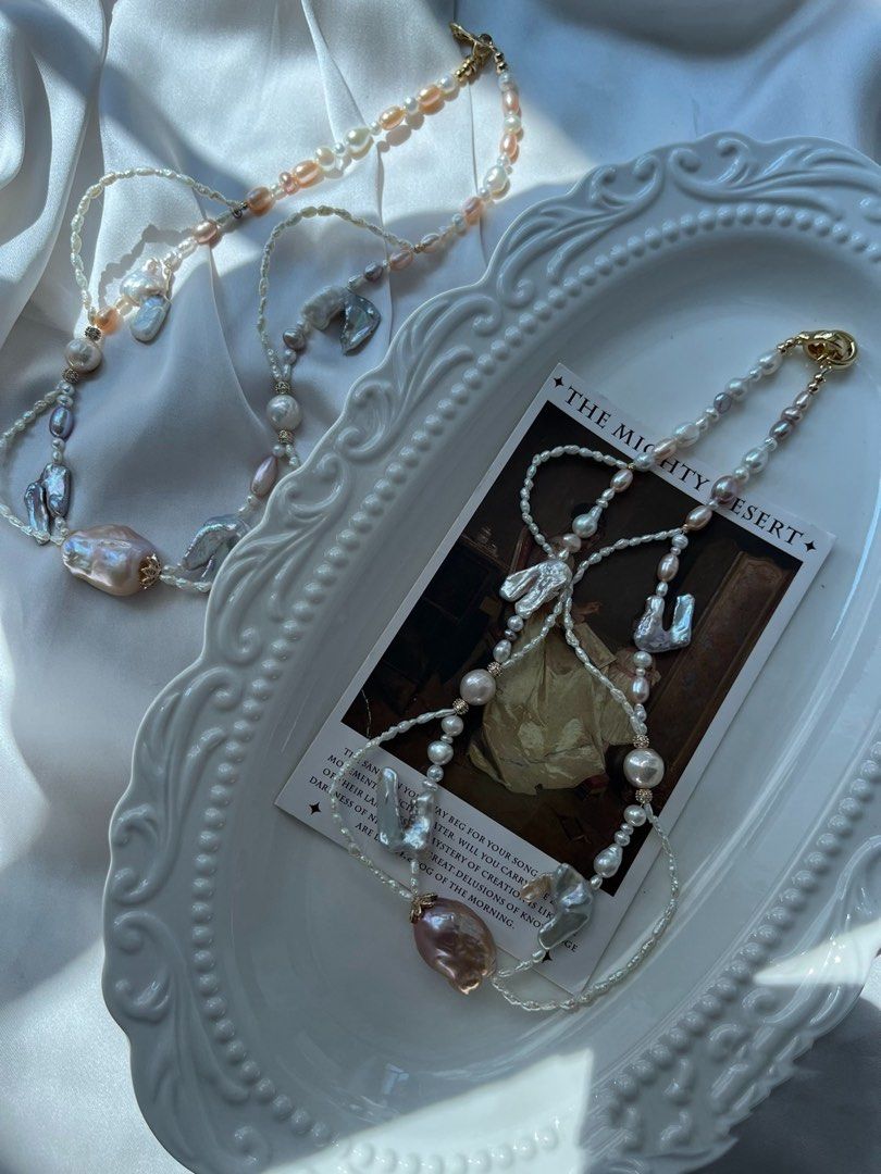 #PN811 Freshwater Pearl Necklace | Braided Blue Lustre Irregular Baroque | Big Fishtail Baroque | Mini Keshi Pearl | A Staple You’ll Love