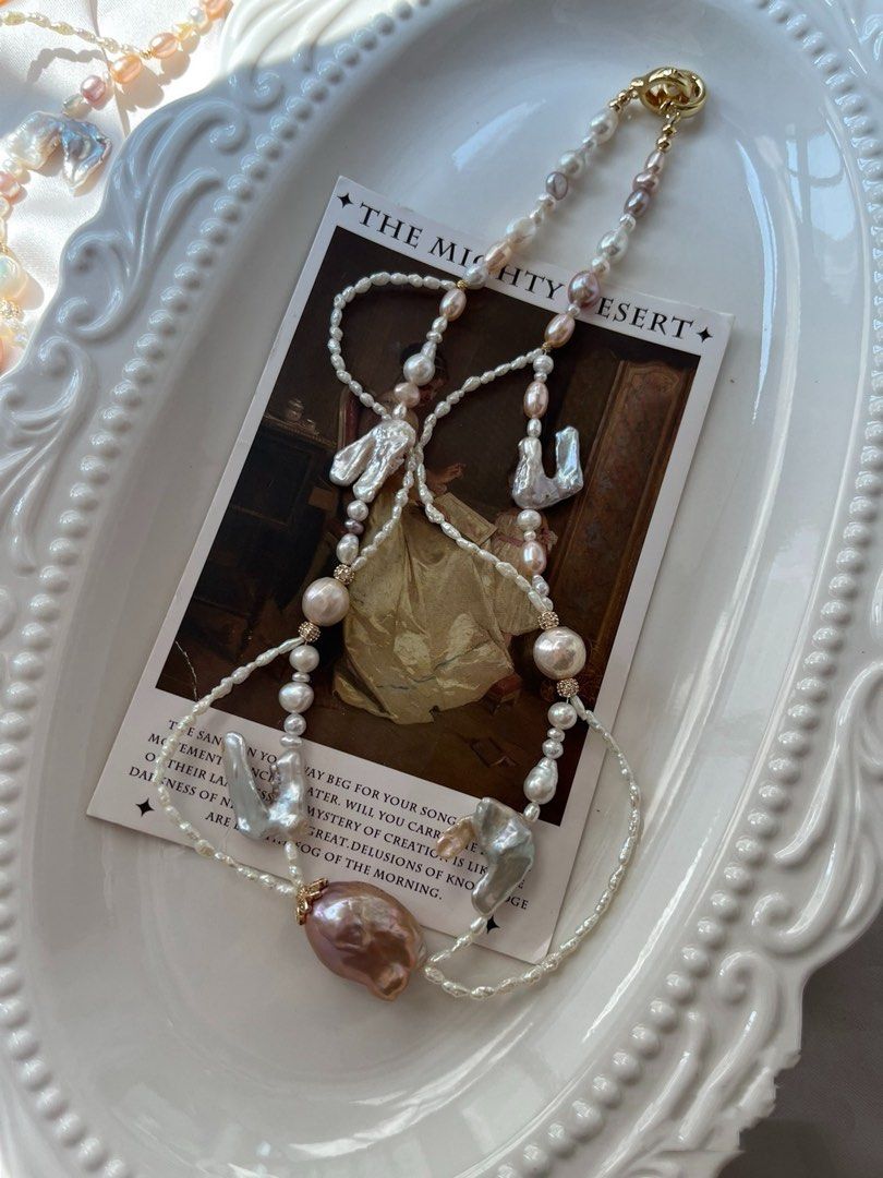 #PN811 Freshwater Pearl Necklace | Braided Blue Lustre Irregular Baroque | Big Fishtail Baroque | Mini Keshi Pearl | A Staple You’ll Love