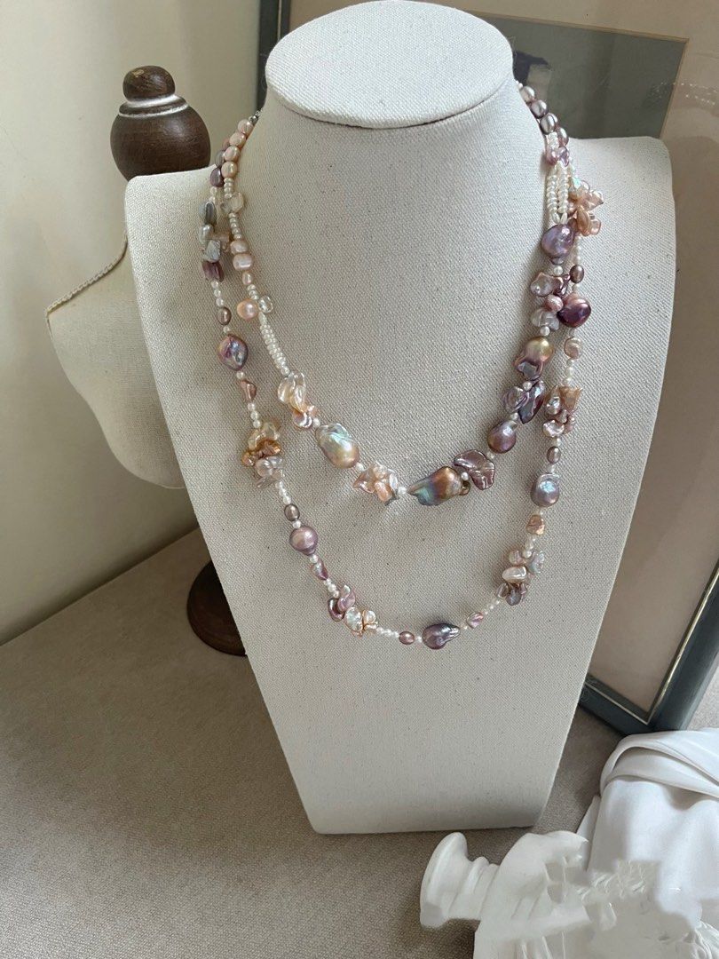 #PN820 Freshwater Pearl Necklace | Lavender Baroque Pearl| Avocado 🥑 Shade| Butterfly 🦋 Shaped Baroque Pearl | Lustrous | Perfect for Gifting Yourself