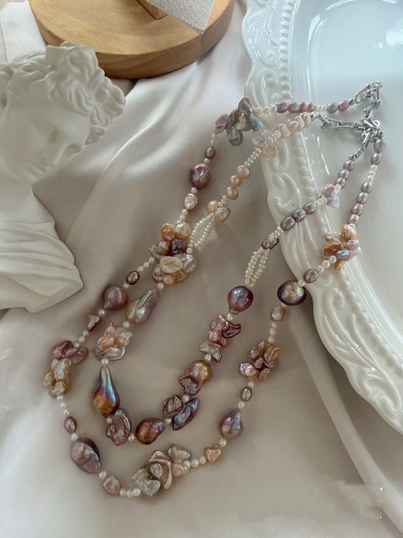#PN820 Freshwater Pearl Necklace | Lavender Baroque Pearl| Avocado 🥑 Shade| Butterfly 🦋 Shaped Baroque Pearl | Lustrous | Perfect for Gifting Yourself