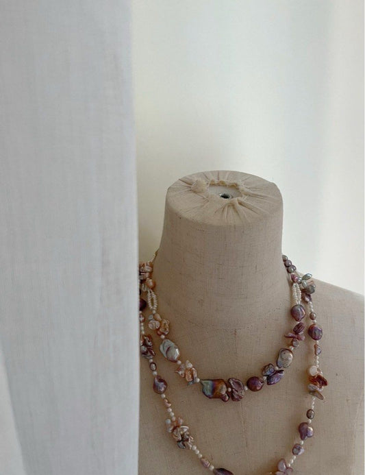 #PN820 Freshwater Pearl Necklace | Lavender Baroque Pearl| Avocado 🥑 Shade| Butterfly 🦋 Shaped Baroque Pearl | Lustrous | Perfect for Gifting Yourself