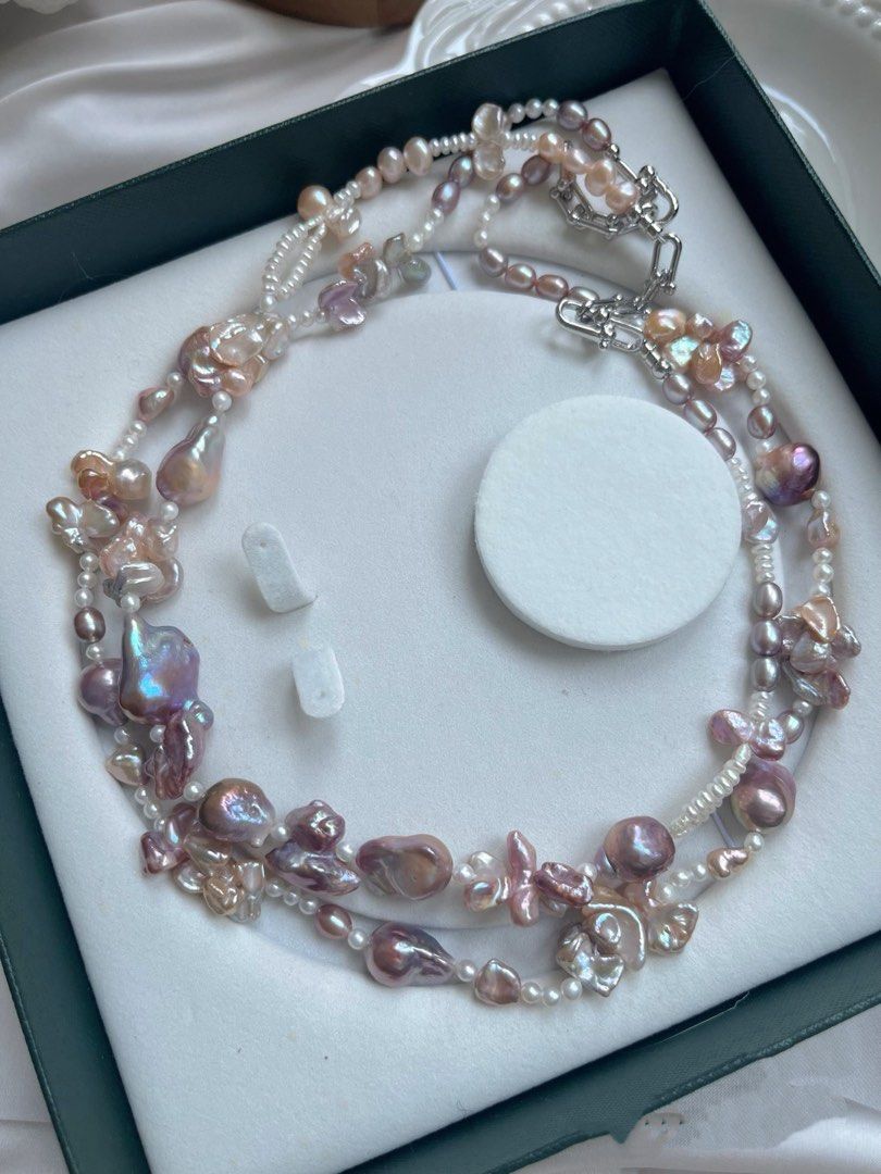 #PN820 Freshwater Pearl Necklace | Lavender Baroque Pearl| Avocado 🥑 Shade| Butterfly 🦋 Shaped Baroque Pearl | Lustrous | Perfect for Gifting Yourself