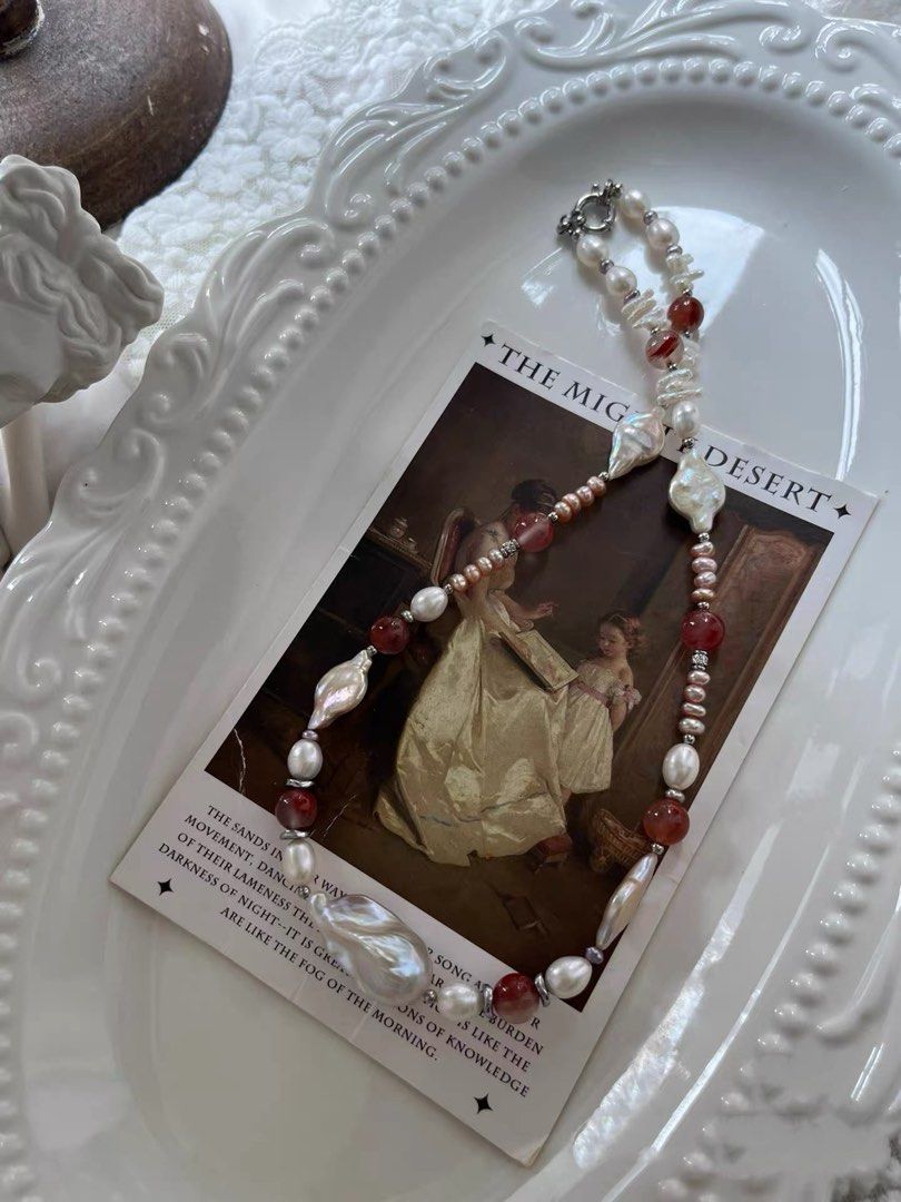 #PN829 Freshwater Pearl Necklace | Fishtail Baroque | Vase 🏺 Shaped| Abacus| Fire Quartz | Lustrous | Your Daily Doze of Shine