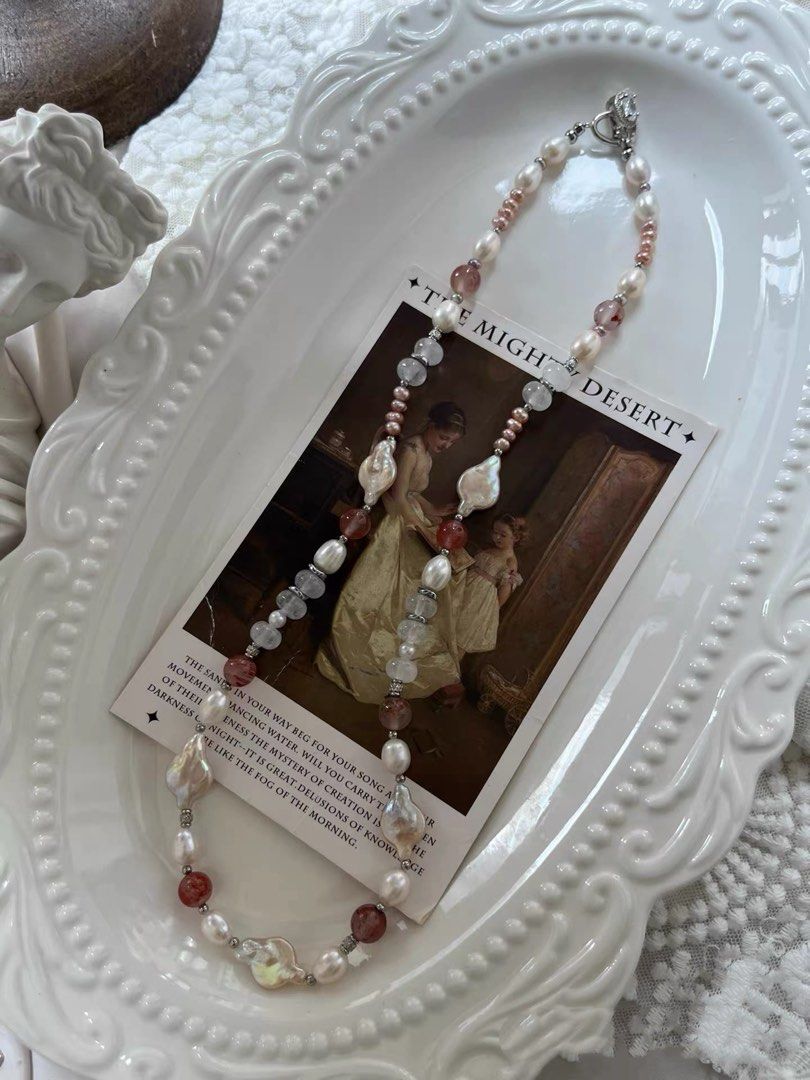 #PN829 Freshwater Pearl Necklace | Fishtail Baroque | Vase 🏺 Shaped| Abacus| Fire Quartz | Lustrous | Your Daily Doze of Shine