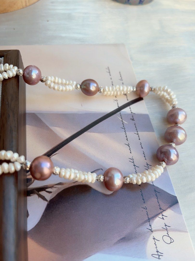 #PN831 [Customer Appreciation] [Sale] Freshwater Pearl Necklace | Double-layer | 12mm Lustrous Purple Baroque | Natural Flaws | The Secret to Every Outfit