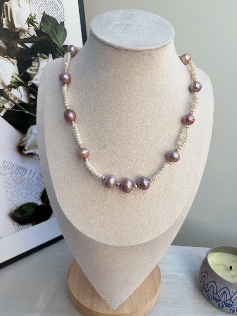 #PN831 [Customer Appreciation] [Sale] Freshwater Pearl Necklace | Double-layer | 12mm Lustrous Purple Baroque | Natural Flaws | The Secret to Every Outfit