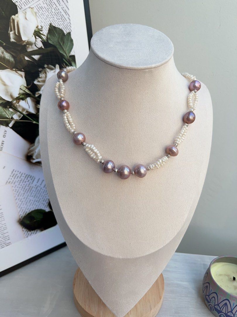 #PN831 [Customer Appreciation] [Sale] Freshwater Pearl Necklace | Double-layer | 12mm Lustrous Purple Baroque | Natural Flaws | The Secret to Every Outfit