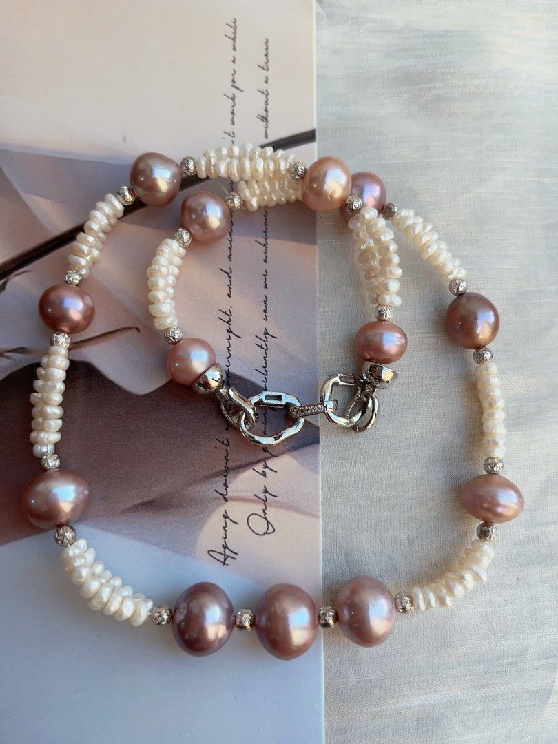 #PN831 [Customer Appreciation] [Sale] Freshwater Pearl Necklace | Double-layer | 12mm Lustrous Purple Baroque | Natural Flaws | The Secret to Every Outfit