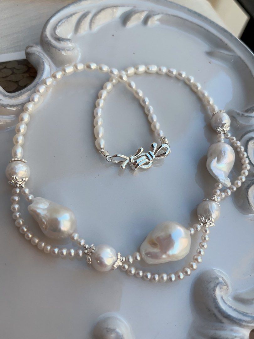 #PN832 [Customer Appreciation Sale] Freshwater Pearl Necklace | Lace Design| Fishtail Baroque | Natural Flaws| Not Your Average Jewelry