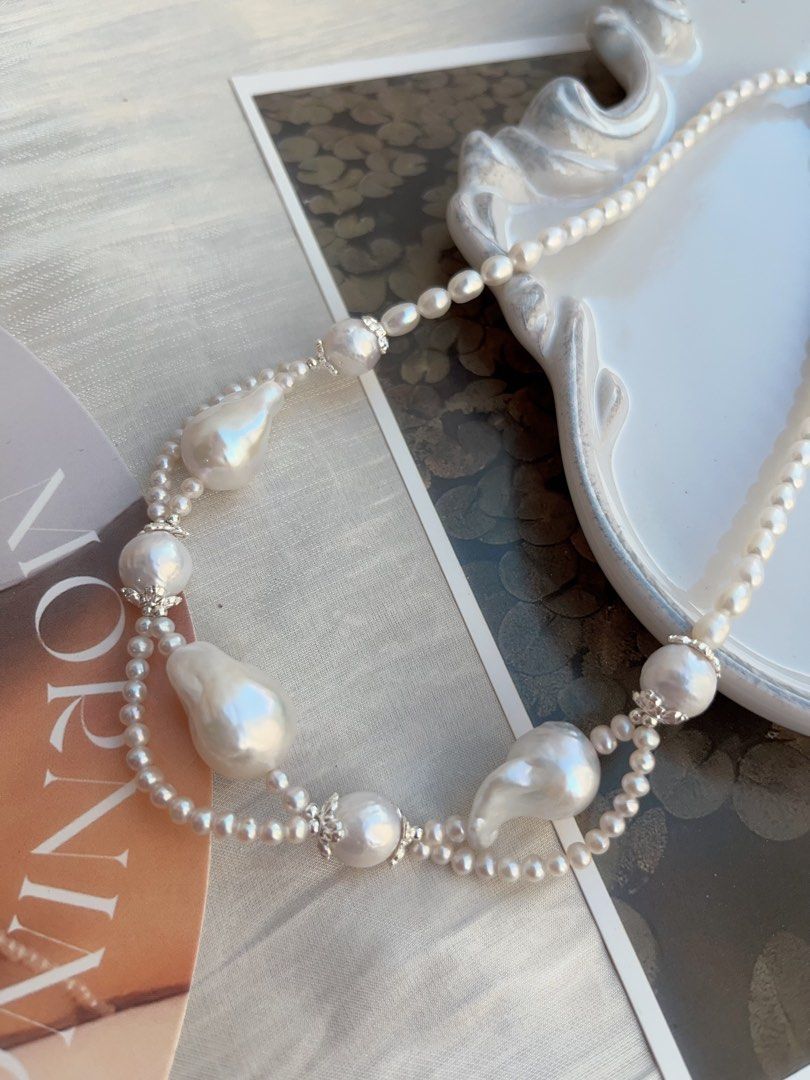 #PN832 [Customer Appreciation Sale] Freshwater Pearl Necklace | Lace Design| Fishtail Baroque | Natural Flaws| Not Your Average Jewelry