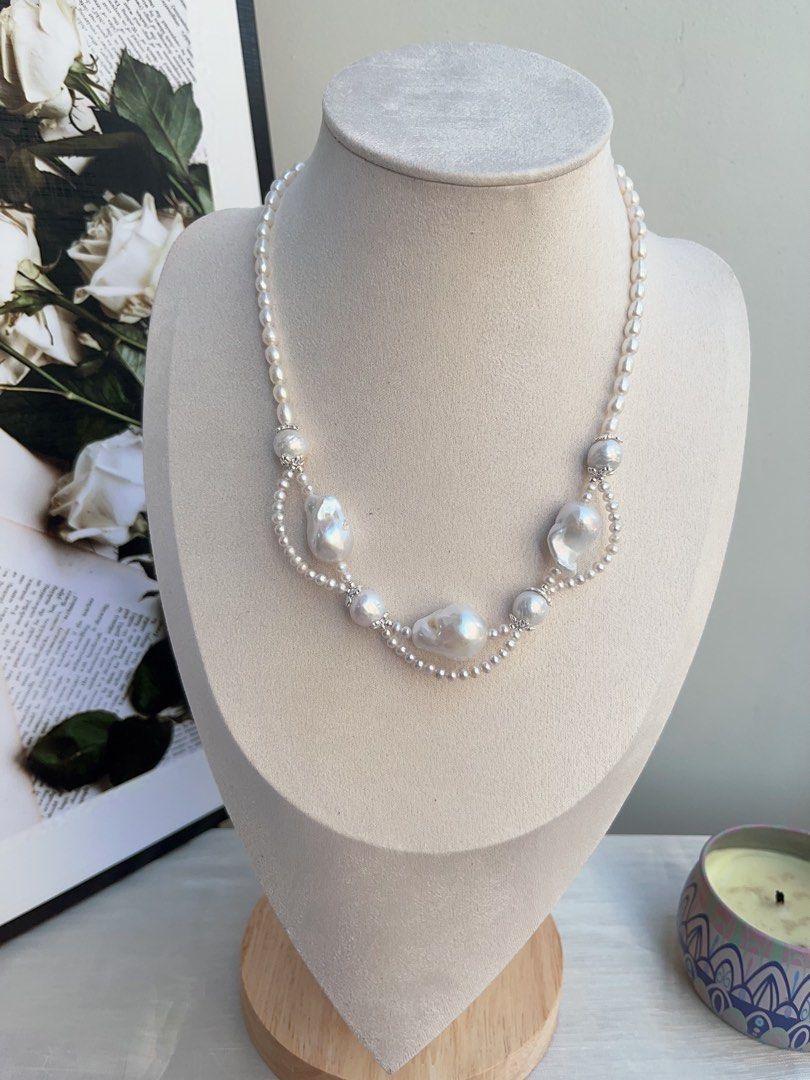 #PN832 [Customer Appreciation Sale] Freshwater Pearl Necklace | Lace Design| Fishtail Baroque | Natural Flaws| Not Your Average Jewelry