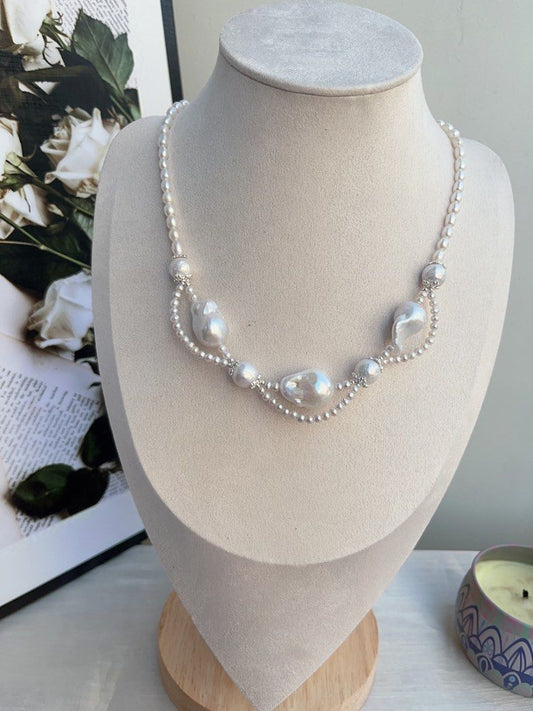 #PN832 [Customer Appreciation Sale] Freshwater Pearl Necklace | Lace Design| Fishtail Baroque | Natural Flaws| Not Your Average Jewelry