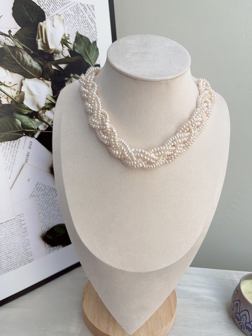 #PN850 Freshwater Pearl Necklace | Braided 6 Layers| Baby Pearl | Warm Lustre| Vintage Victoria | Perfect for Wedding 💒