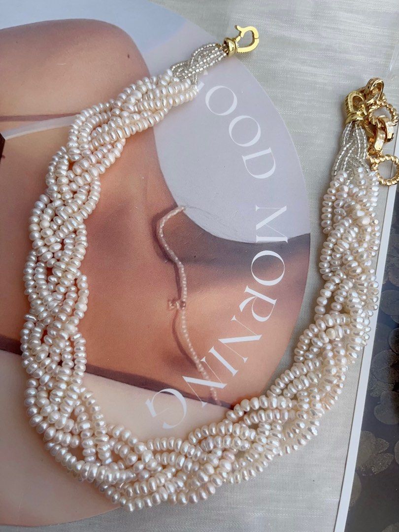 #PN850 Freshwater Pearl Necklace | Braided 6 Layers| Baby Pearl | Warm Lustre| Vintage Victoria | Perfect for Wedding 💒