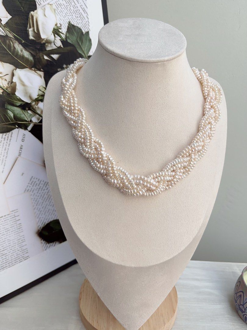 #PN850 Freshwater Pearl Necklace | Braided 6 Layers| Baby Pearl | Warm Lustre| Vintage Victoria | Perfect for Wedding 💒
