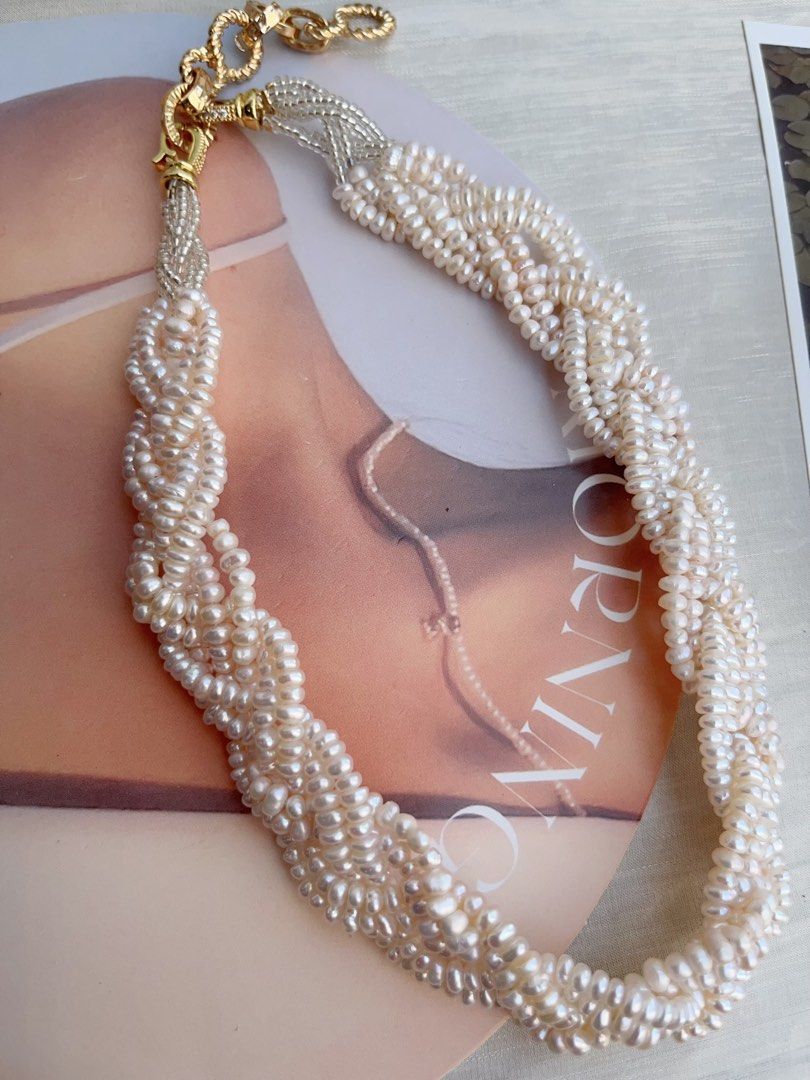 #PN850 Freshwater Pearl Necklace | Braided 6 Layers| Baby Pearl | Warm Lustre| Vintage Victoria | Perfect for Wedding 💒