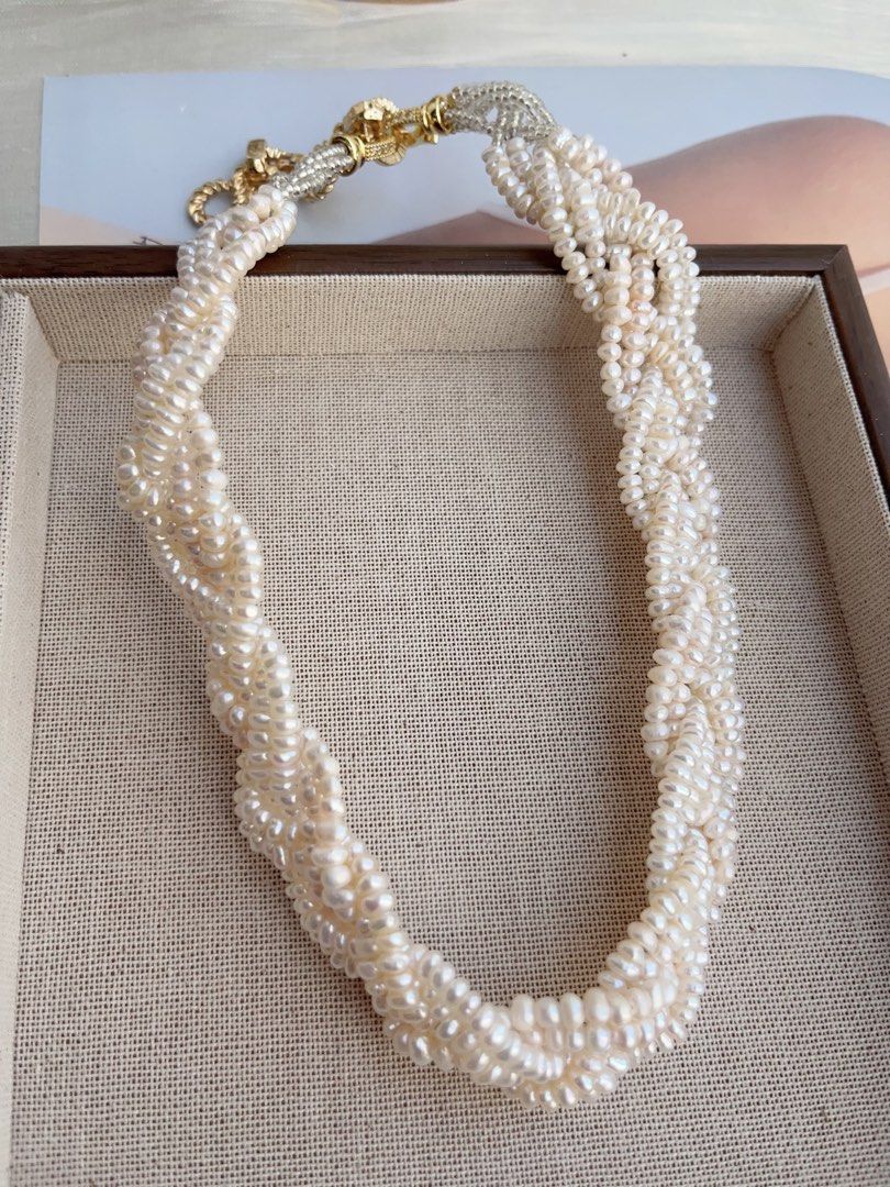 #PN850 Freshwater Pearl Necklace | Braided 6 Layers| Baby Pearl | Warm Lustre| Vintage Victoria | Perfect for Wedding 💒