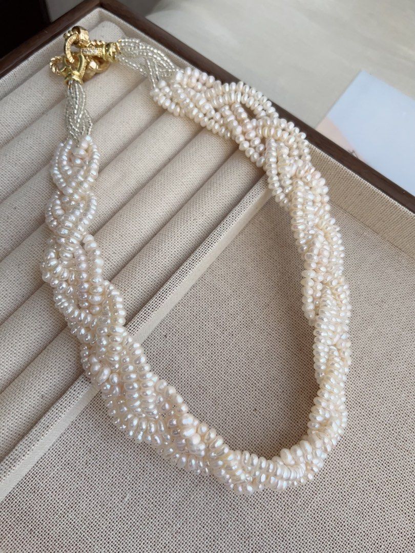 #PN850 Freshwater Pearl Necklace | Braided 6 Layers| Baby Pearl | Warm Lustre| Vintage Victoria | Perfect for Wedding 💒