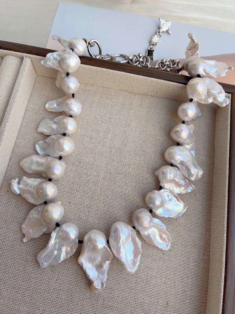 #PN861 Freshwater Pearl Necklace | “Blossoming” Fishtail Baroque | Strong Personality | Lustrous| Natural Flaws| Beach 🏖️ Style| Anniversary Gift 💝