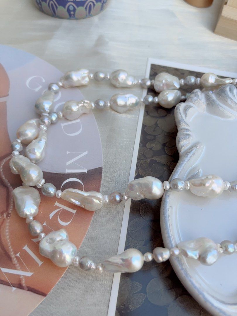 #PN863 Freshwater Pearl Necklace |98cm Long Sweater Necklace | Flexible Wearing Length| Multiple Way of Wearing | Small-medium Fishtail Baroque | Two Rounds| Powerful & Elegant | Perfect for Gift 💝