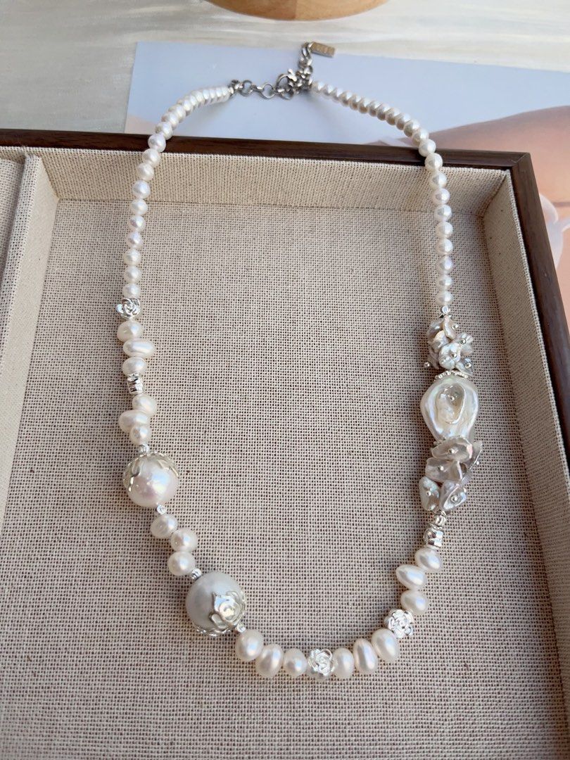 #PN865 [Floral Series] Freshwater Pearl Necklace | Rose Manor| Petal-on-pearl| Lace Pearl| Add Some Styles