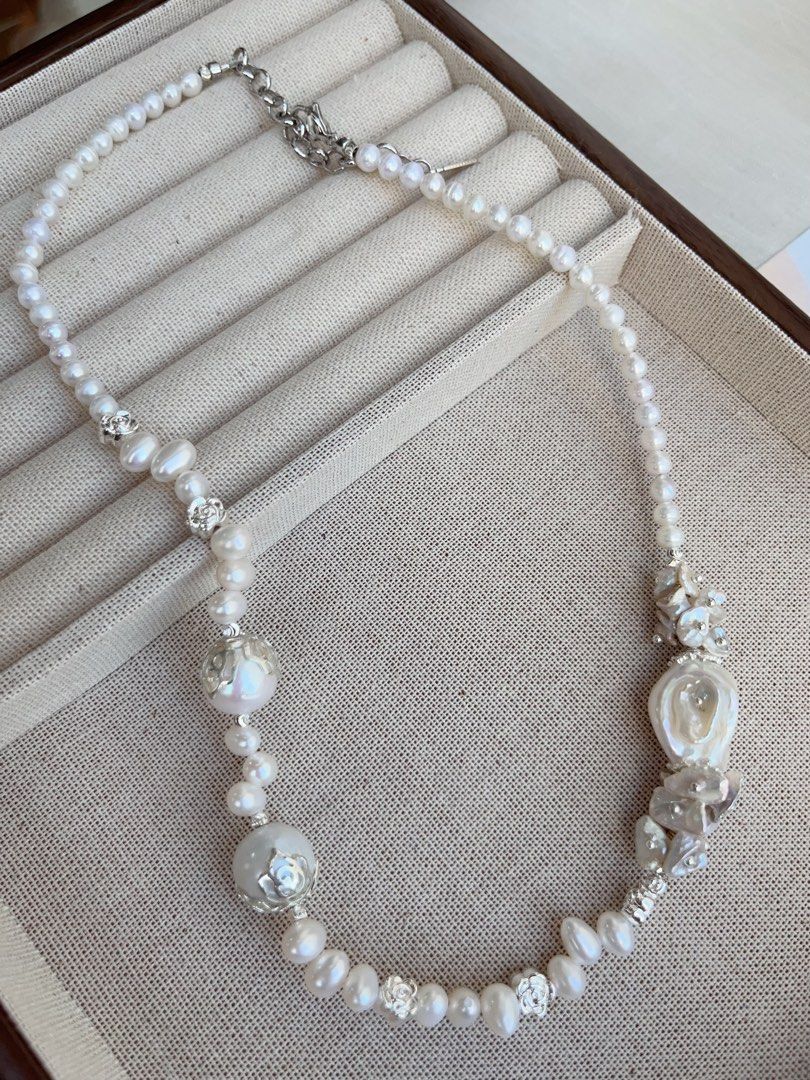#PN865 [Floral Series] Freshwater Pearl Necklace | Rose Manor| Petal-on-pearl| Lace Pearl| Add Some Styles