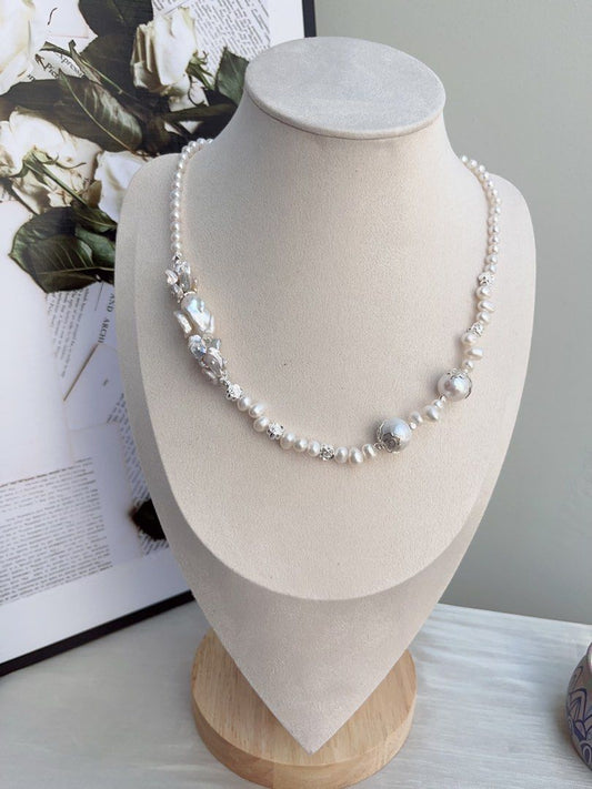 #PN865 [Floral Series] Freshwater Pearl Necklace | Rose Manor| Petal-on-pearl| Lace Pearl| Add Some Styles