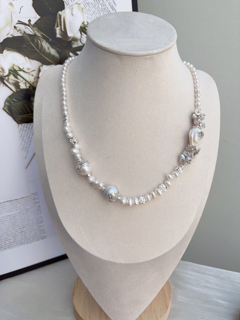 #PN865 [Floral Series] Freshwater Pearl Necklace | Rose Manor| Petal-on-pearl| Lace Pearl| Add Some Styles