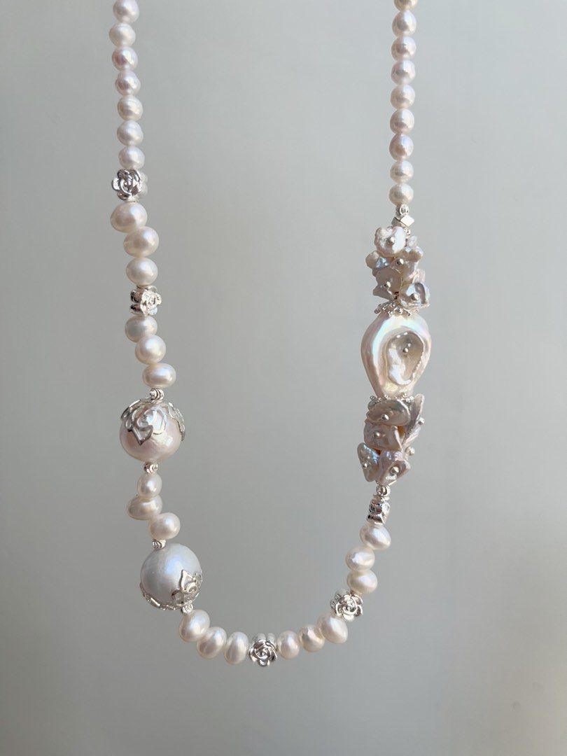 #PN865 [Floral Series] Freshwater Pearl Necklace | Rose Manor| Petal-on-pearl| Lace Pearl| Add Some Styles